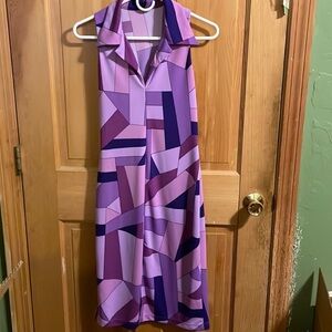Geometric Purple Patterned Mini Dress